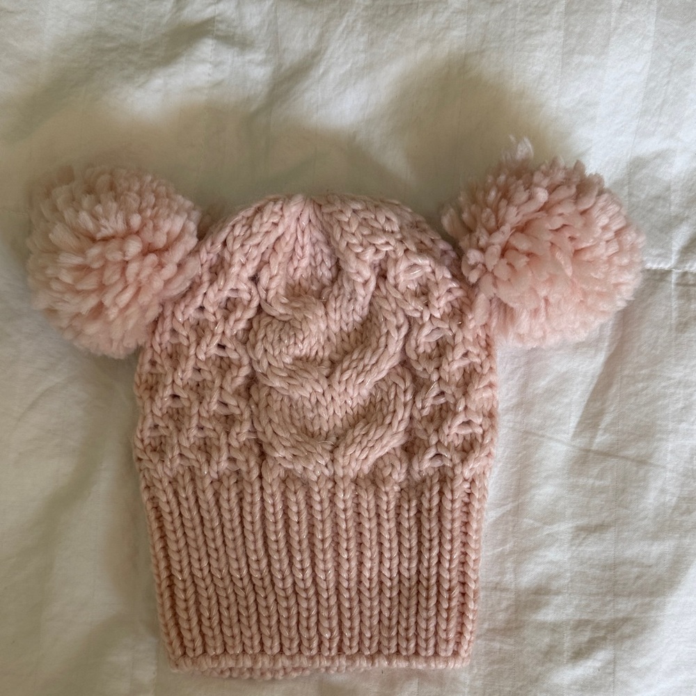 💗Cozy Pink Knit Pom-Pom Hat